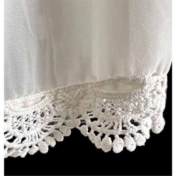 Nine West‎ Women's White Floral Embroidered Lined Sheer Mesh Tunic Size L - Picture 3 of 10